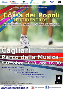II edizione della Corsa dei Popoli Tutti dentro: sport, arte e giocoleria per grandi e piccini, sabato 5 ottobre, Cagliari