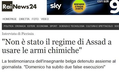 Siria: due prigionieri hanno sentito i ribelli affermare che l'attacco con le armi chimiche è opera loro