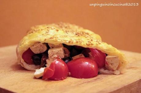 Strudel salato con tofu, pomodorini e olive taggiasche