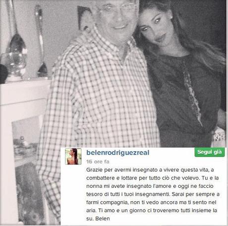 Belen Rodriguez dopo il matrimonio perde nonno Josè #sadnews