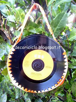 Borsa...a 45 giri, in vinile e cotone sfumato arancio