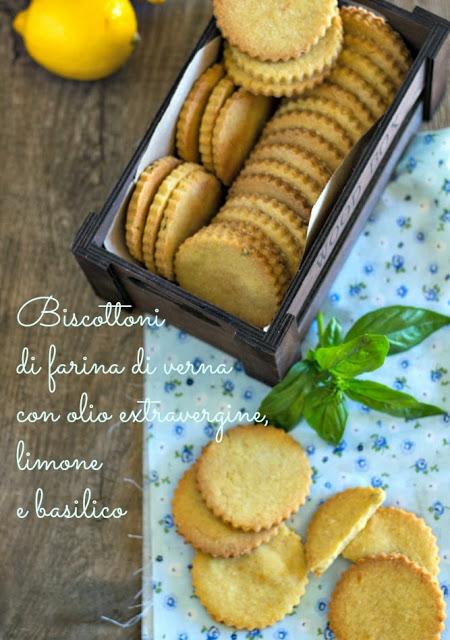 Biscottoni di farina Verna, con olio extravergine, limone e basilico