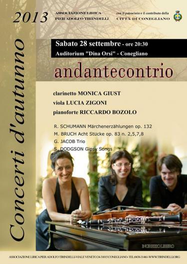 Andantecontrio auditorium Dina Orsi di Conegliano, per la rassegna Concerti D`Autunno, sabato 28 settembre 2013.