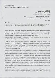 Mozione di dissenso alla federazione regionale degli agronomi ( e altri ordini professionali) in merito ad un documento prodotto contro il PPTR Puglia