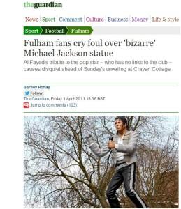 La statua di Michael Jackson è stata tolta dal Craven Cottage