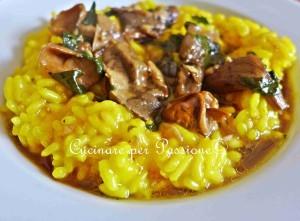 risotto giallo alla birra  con i funghi