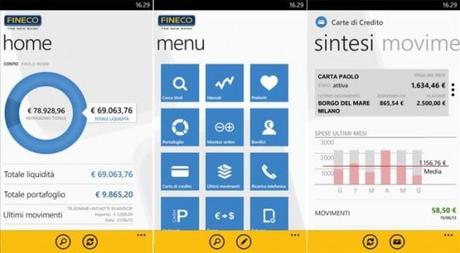 L' App banca FINECO per Windows Phone 8 