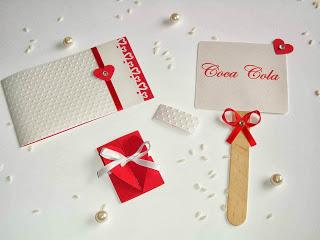 Set coordinato color rosso, per matrimoni tema cuori e tema inverno