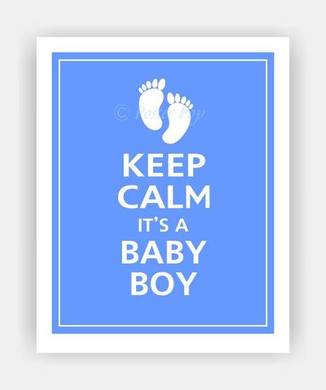 Keep Calm It's A BABY BOY Print with Personalization Option 8x10 (Blissful Blue featured--over 700 colors to choose from)