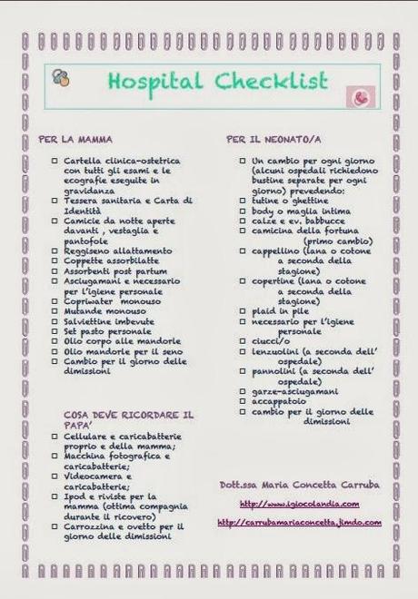 Gravidanza: preparare la valigia per l'ospedale!La checklist free per voi!