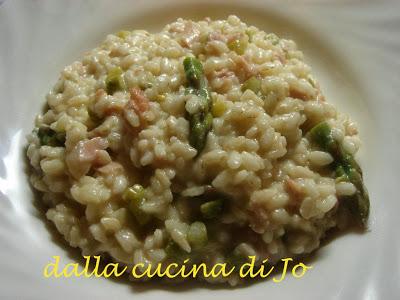 Risotto semintegrale agli asparagi e prosciutto cotto