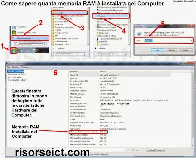 Come sapere quanta memoria RAM è installata nel Computer