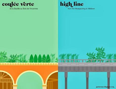 Paris vs New York - Le illustrazioni minimaliste di Vahram Muratyan