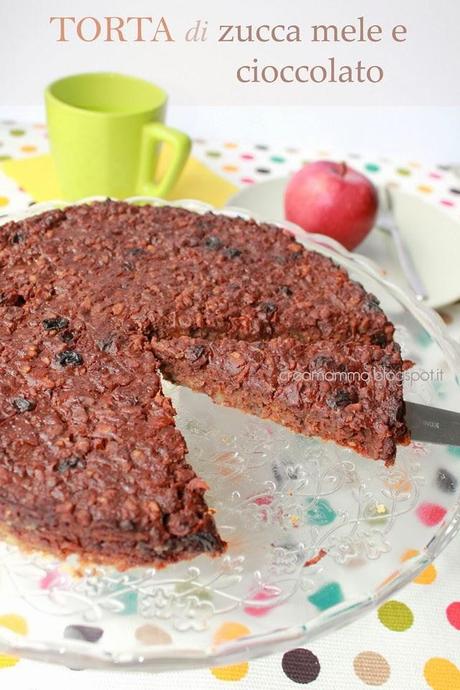 Torta di zucca e mele al cioccolato (senza farina, latticini e lievito)