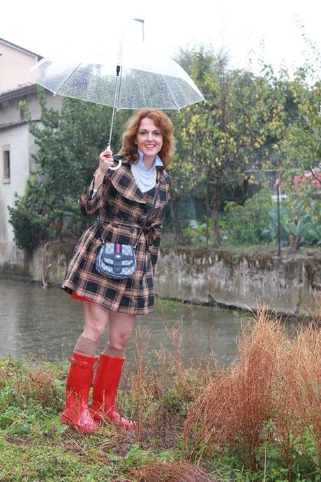 IndianSavage Margaret Dallospedale Red Rainboots Trench Rainy day 5