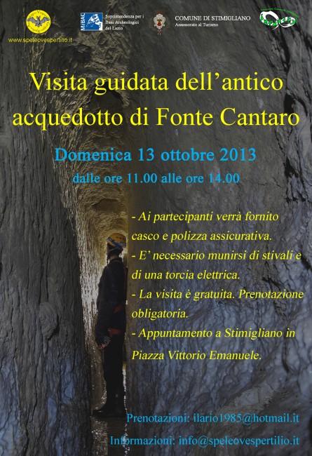 Apre al pubblico dei visitatori l’antico acquedotto di Fonte Cantaro.