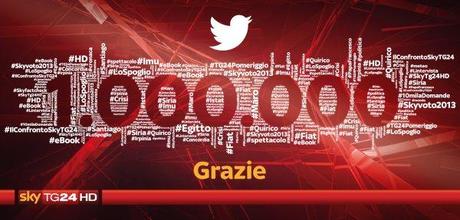 Sky TG24 HD raggiunge 1 milione di follower su Twitter, brand informativo più seguito