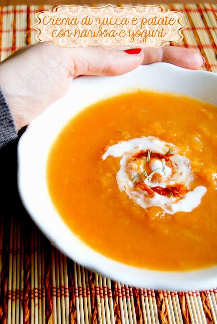 Crema di zucca e patate con harissa a yogurt