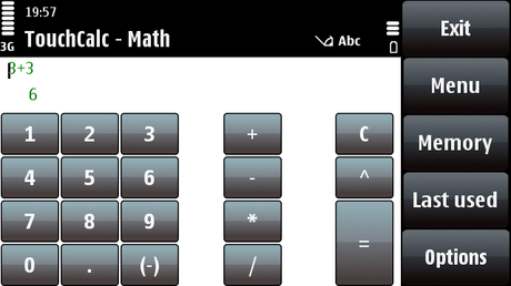 TouchCalc: calcolatrice scientifica per Symbian S60 V5