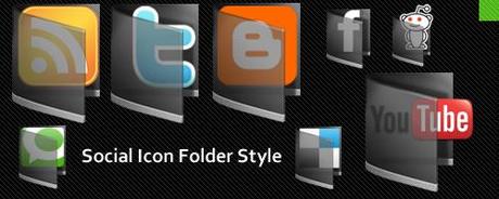 Set 14 icone social media in stile folder