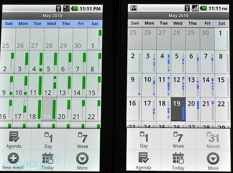 Android Froyo 2.2 a confronto con Eclair 2.1