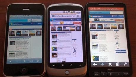 Confronto tra Browser: iPhone 3Gs, Nexus One Froyo 2.2 e HTC HD2