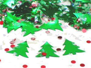 Xmas Confetti-Metallic Christmas Tree Confetti with red berries