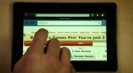 Blackberry Playbook: Video focus sul browser WEB