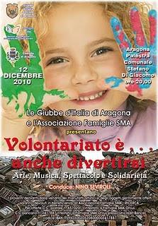 12 dicembre. ore 20. Serata benefica a favore di Famiglie SMA ad Aragona (AG)