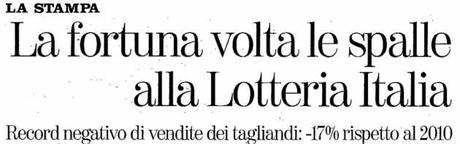 Addio magia del sabato sera. Lotteria Italia, record negativo di vendite