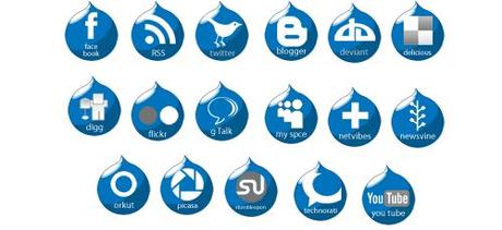 17 icone social network in stile Drupal