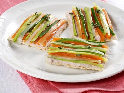 Cialde con mousse di prosciutto e verdure