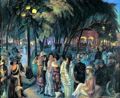 John Sloan - The Plaza Evening Santa Fe Music in the Plaza 1920 -