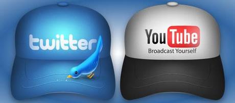 2 icone per twitter e facebook a forma di cappellino