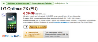 LG Optimus 2X disponibile su  Expansys