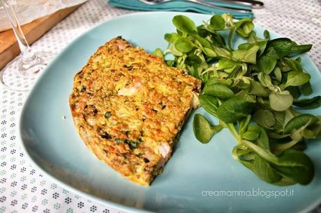 Frittata al forno con gamberetti cereali ed erbe aromatiche