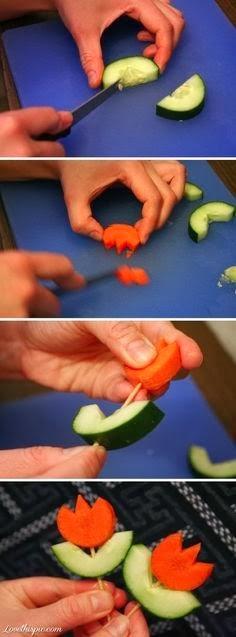 Carote e cetrioli per una tavola fiorita!