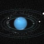 Le orbite delle sette lune più interne di Nettuno, di diametro tra i 20 e i 400 km, sovrapposte all’immagine composita di osservazioni d’archivio Hubble. La luna “scomparsa” Naiade è indicata dal circoletto. Crediti: M. Showalter / SETI Institute