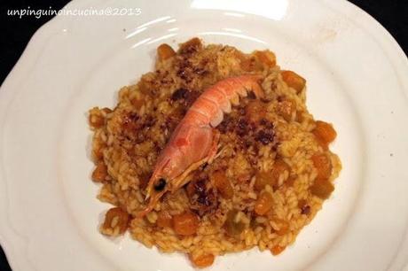 Risotto di zucca e liquirizia con scampi...e racconti di un corso speciale