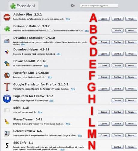 Firefox 24 KIT Plus - Elenco estensioni installate