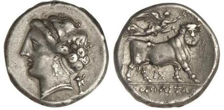 Moneta neapolitana del IV sec. a.C.
