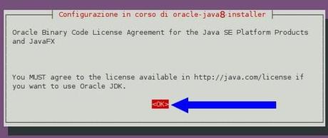 Java 8 in Ubuntu accettazione licenza JDK