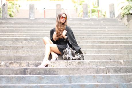 lovehandmade_zara black dress_zara white sandals-zara pied des poules bag_polarized sunglasses_ops!object tennis bracelet