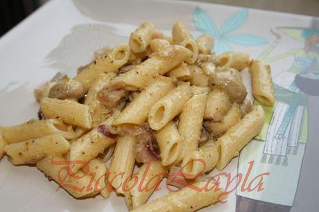 penne affumicate con funghi e pistacchi 1b