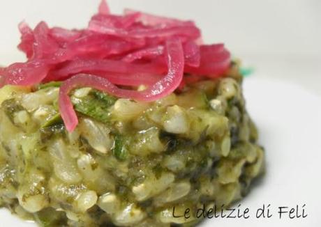 risotto verde con cipolla rossa caramellata