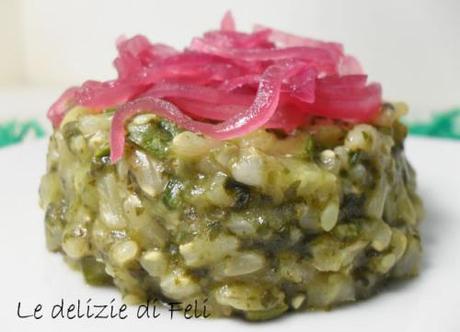 risotto verde con cipolla rossa caramellata