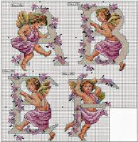 Schemi per il punto croce: Alfabeto con gli angeli