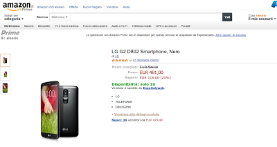 LG Optimus G2 disponibile a 481 euro su Amazon