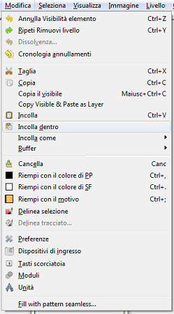 Il comando Incolla dentro in Gimp