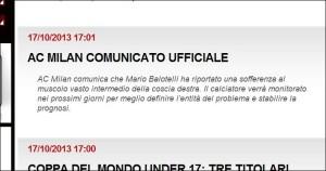 Infortunio per Balotelli: salta l'Udinese